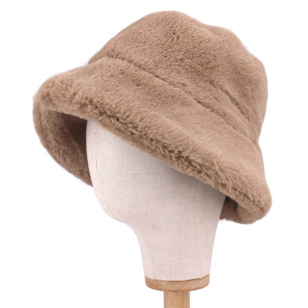 Tan Fur Bucket Hat Style Simple Casual